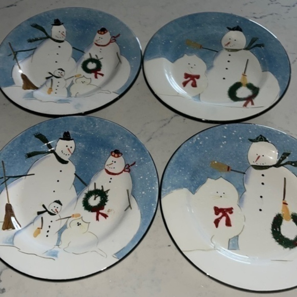 Oneida kitchen dessert/salad snowman plates . Excellent condition set of 4